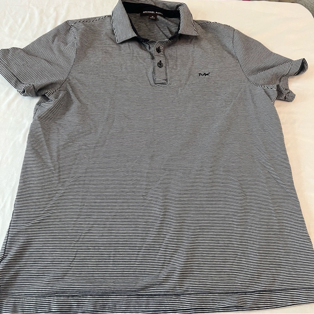 Michael Kors Men’s Striped‎ Polo Shirt Black White Size Medium